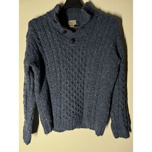 LL Bean‎ Button Up Cable Knit Sweater Men's M 100% Wool Item ID: 264682